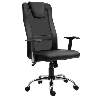 Office Chair Swivel Chair Height Adjustable Executive Chair Desk Chair Ergonomic PU Black 66 x 73 x 108-118 cm