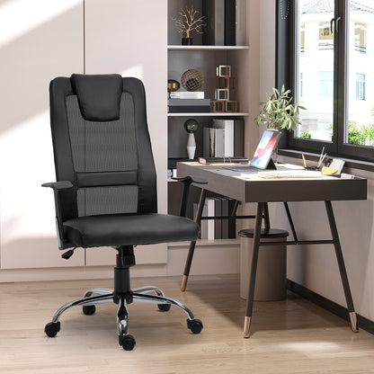 Office Chair Swivel Chair Height Adjustable Executive Chair Desk Chair Ergonomic PU Black 66 x 73 x 108-118 cm