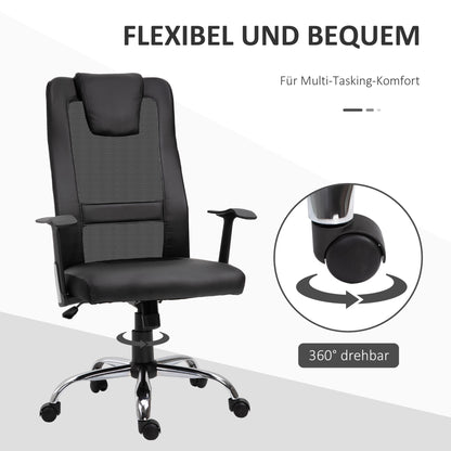 Office Chair Swivel Chair Height Adjustable Executive Chair Desk Chair Ergonomic PU Black 66 x 73 x 108-118 cm