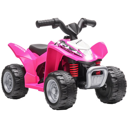 Electric Quad for Children aged 18-36 Months with HONDA License 6V Battery-powered Vehicle Kids with LED Headlights Horn Speed of 2.8 km/h and Forward 65.5x38.5x43.5 cm Pink