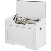103L Storage Bench with Fabric Cushion, Multi-Functional Chest with Safety Hinge for Bedroom and Entryway, 75x40x56cm, White