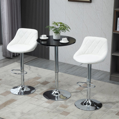 Set of 2 Swivel Bar Stools with Adjustable Height Modern High Dining Chairs with Round Base and Footrest 46x48x83-104 cm White