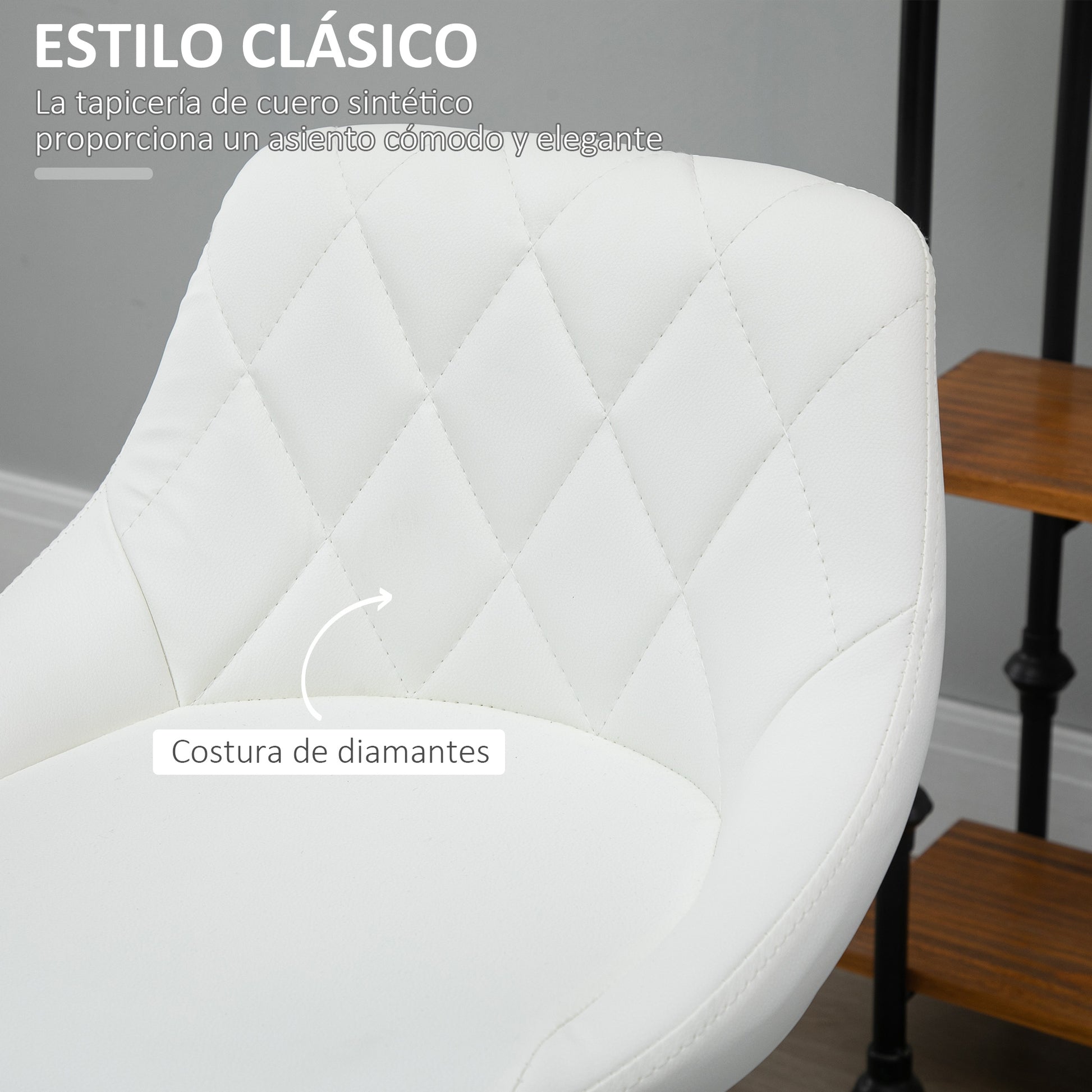 Set of 2 Swivel Bar Stools with Adjustable Height Modern High Dining Chairs with Round Base and Footrest 46x48x83-104 cm White