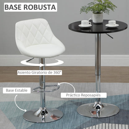 Set of 2 Swivel Bar Stools with Adjustable Height Modern High Dining Chairs with Round Base and Footrest 46x48x83-104 cm White