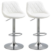 Set of 2 Swivel Bar Stools with Adjustable Height Modern High Dining Chairs with Round Base and Footrest 46x48x83-104 cm White