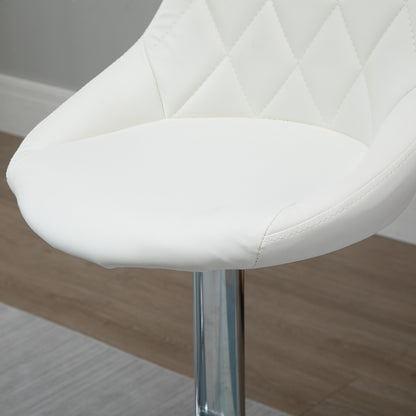 Set of 2 Swivel Bar Stools with Adjustable Height Modern High Dining Chairs with Round Base and Footrest 46x48x83-104 cm White