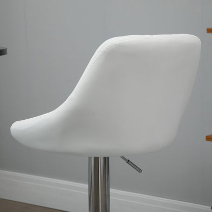 Set of 2 Swivel Bar Stools with Adjustable Height Modern High Dining Chairs with Round Base and Footrest 46x48x83-104 cm White