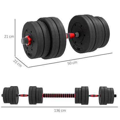 2 in 1 Dumbbell Set 30 kg Adjustable Dumbbell & Barbell Professional Dumbbell Strength Training and Weightlifting for Home Fitness