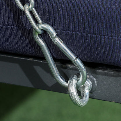 3-Seater Hollywood Swing, Swing Bench with Adjustable Sunshade, Garden Swing with Cushions, up to 270 kg Capacity, Metal, Texteline, Dark Blue, 198 x 118 x 168 cm