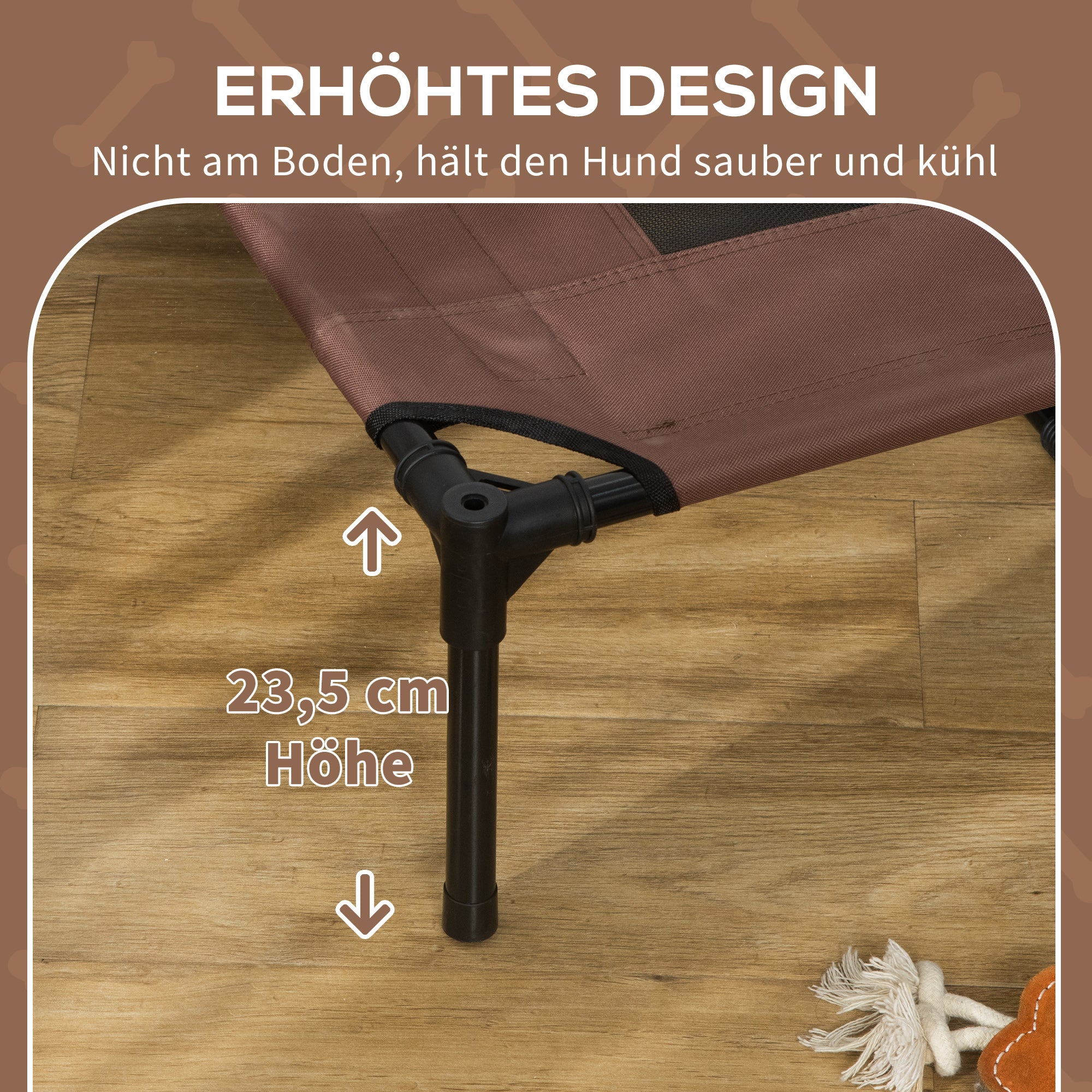 Elevated Dog Bed with Canopy, Pet Bed, Outdoor Dog Lounger with Roof, Breathable, Taft Fabric for Camping Coffee 122 x 92 x 108 cm