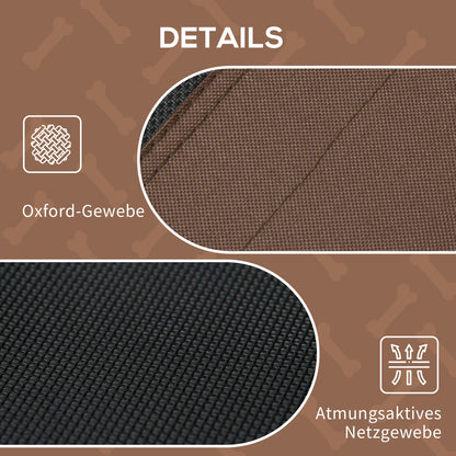 Elevated Dog Bed with Canopy, Pet Bed, Outdoor Dog Lounger with Roof, Breathable, Taft Fabric for Camping Coffee 122 x 92 x 108 cm