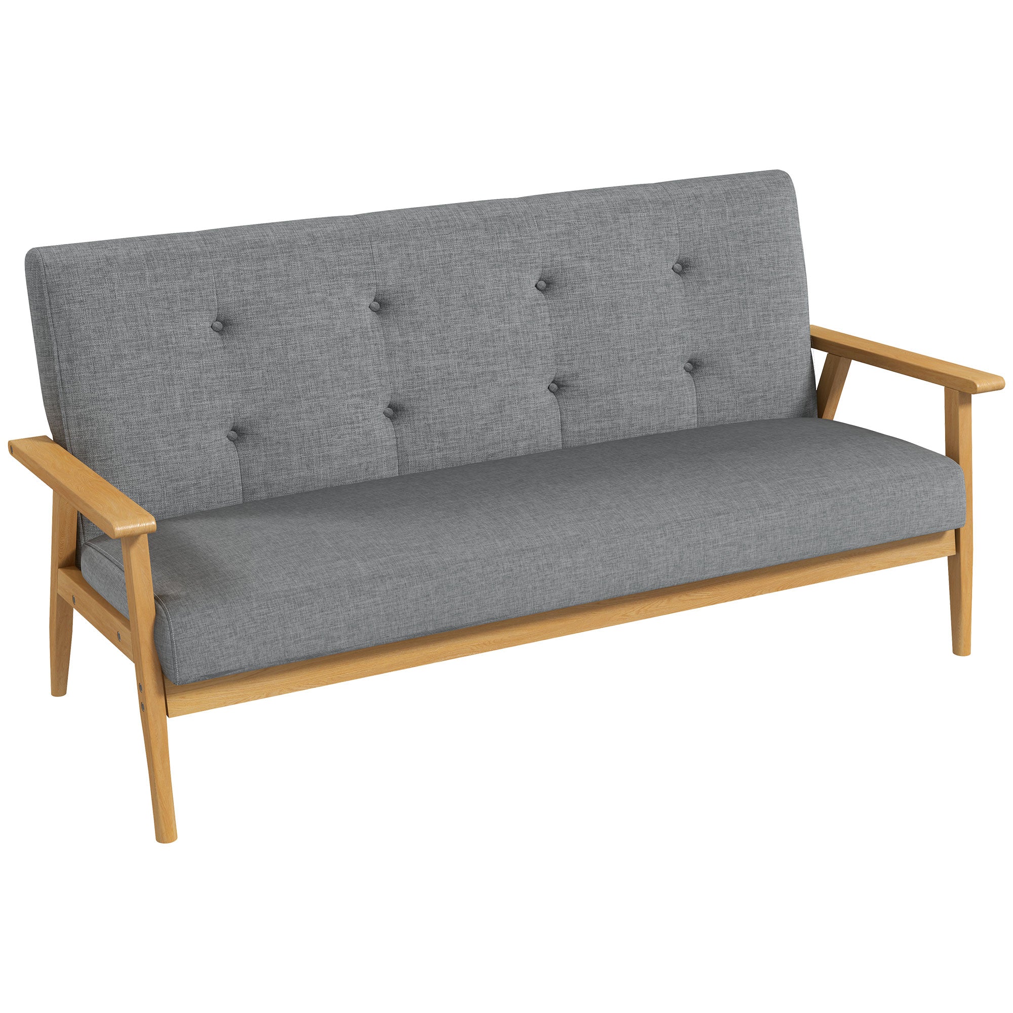 3-Seater Sofa, Couch with Armrests, Back Cushions, Living Room Sofa with Linen Look, Upholstered Sofa for Living Room, Bedroom 154.5 x 69.5 x 73 cm, Dark Gray