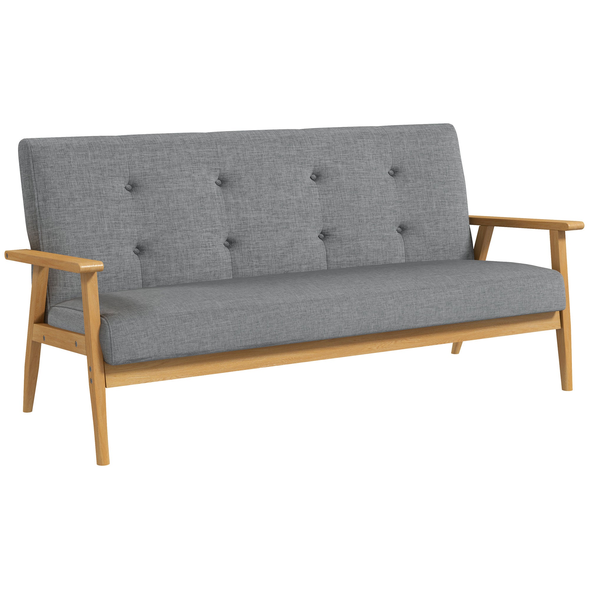3-Seater Sofa, Couch with Armrests, Back Cushions, Living Room Sofa with Linen Look, Upholstered Sofa for Living Room, Bedroom 154.5 x 69.5 x 73 cm, Dark Gray