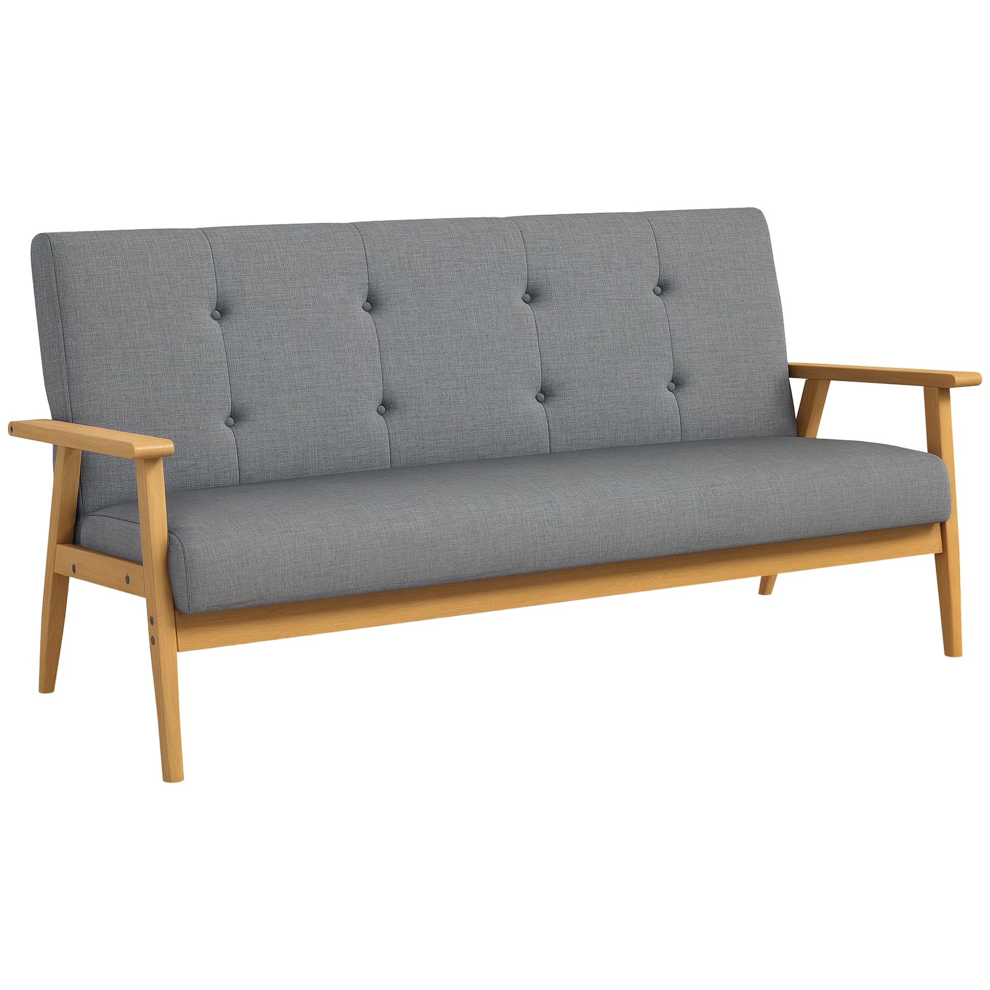 3-Seater Sofa, Couch with Armrests, Back Cushions, Living Room Sofa with Linen Look, Upholstered Sofa for Living Room, Bedroom 154.5 x 69.5 x 73 cm, Dark Gray