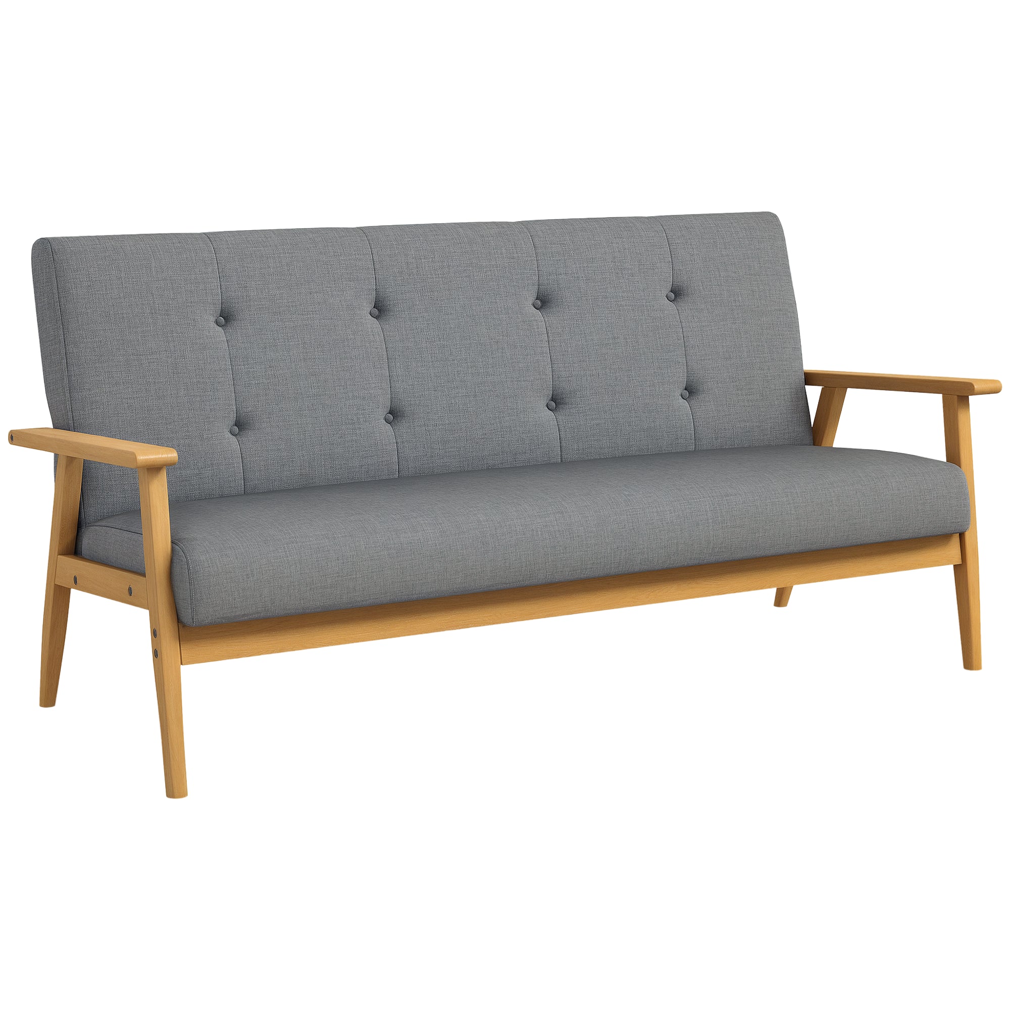 3-Seater Sofa, Couch with Armrests, Back Cushions, Living Room Sofa with Linen Look, Upholstered Sofa for Living Room, Bedroom 154.5 x 69.5 x 73 cm, Dark Gray