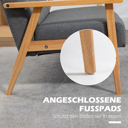 3-Seater Sofa, Couch with Armrests, Back Cushions, Living Room Sofa with Linen Look, Upholstered Sofa for Living Room, Bedroom 154.5 x 69.5 x 73 cm, Dark Gray