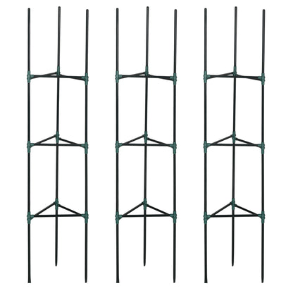 Plant Support 3-Piece Set, Plant Holder with 3 Levels, Garden Plant Support Stakes, Trellis, Tomato Cage for Climbing Plants, Steel, Green, 38 x 38 x 182 cm