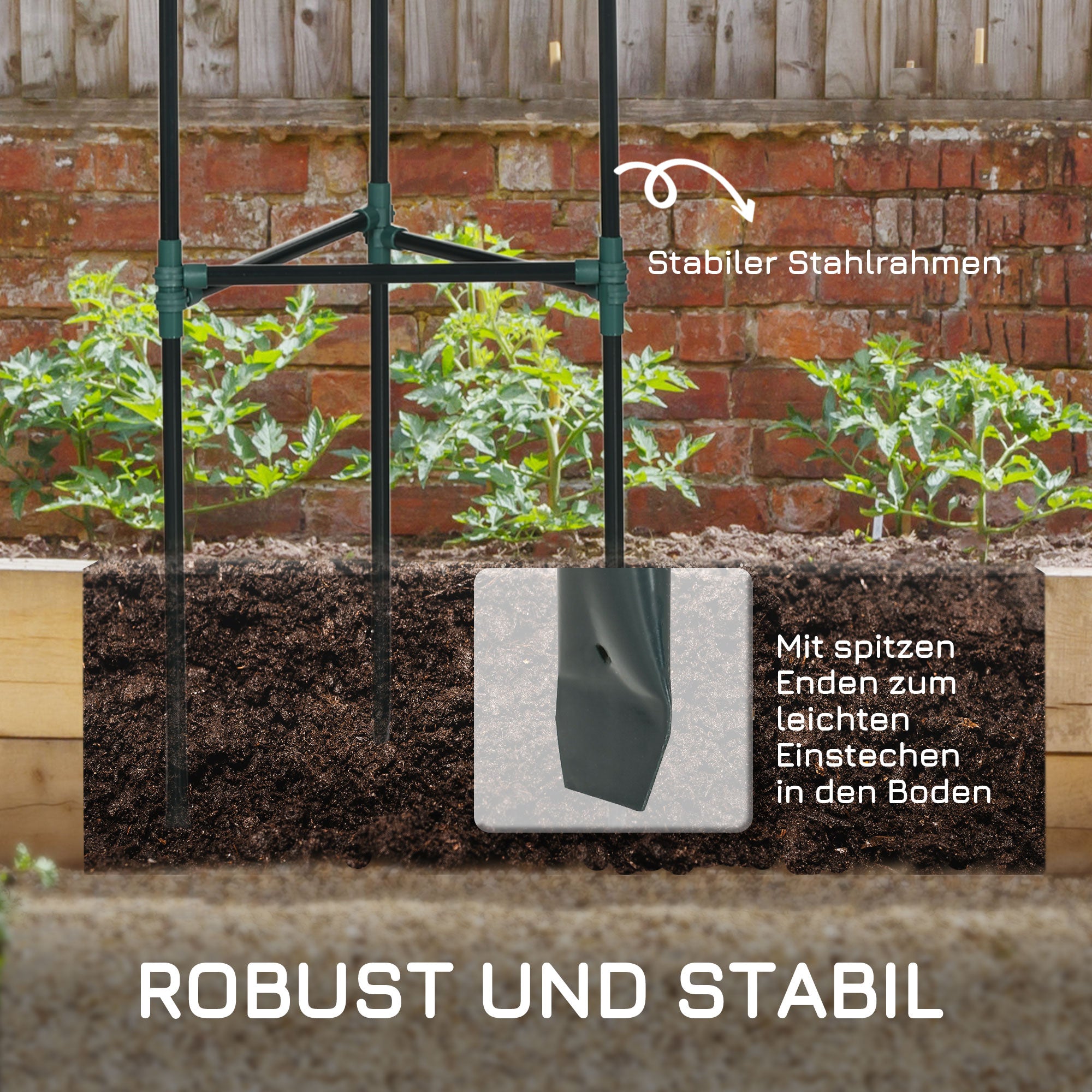 Plant Support 3-Piece Set, Plant Holder with 3 Levels, Garden Plant Support Stakes, Trellis, Tomato Cage for Climbing Plants, Steel, Green, 38 x 38 x 182 cm
