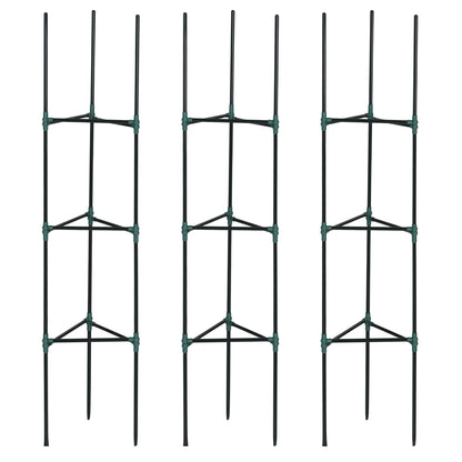 Plant Support 3-Piece Set, Plant Holder with 3 Levels, Garden Plant Support Stakes, Trellis, Tomato Cage for Climbing Plants, Steel, Green, 38 x 38 x 182 cm