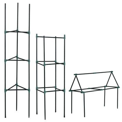 Plant Support 3-Piece Set, Plant Holder with 3 Levels, Garden Plant Support Stakes, Trellis, Tomato Cage for Climbing Plants, Steel, Green, 38 x 38 x 182 cm