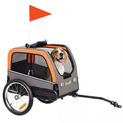 Foldable Dog Bike Trailer with Reflectors — 2 Zippered Doors, Internal Leash, Mesh Windows, Portable 600D Oxford Carrier for Small to Medium Dogs (up to 44 lb)