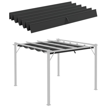 Replacement Canopy for 3 x 3 m Pergola, Waterproof Retractable Wave Roof with Rain Drainage Holes, Winterproof Shade Cover for Garden, Patio, Dark Gray