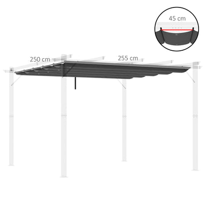 Replacement Canopy for 3 x 3 m Pergola, Waterproof Retractable Wave Roof with Rain Drainage Holes, Winterproof Shade Cover for Garden, Patio, Dark Gray