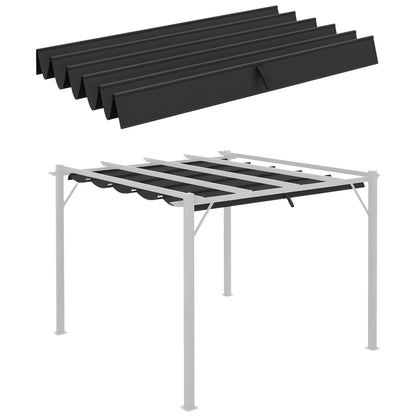 Replacement Canopy for 3 x 3 m Pergola, Waterproof Retractable Wave Roof with Rain Drainage Holes, Winterproof Shade Cover for Garden, Patio, Dark Gray