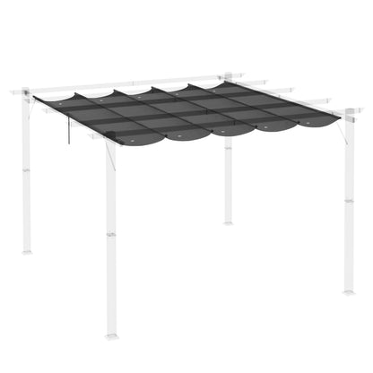 Replacement Canopy for 3 x 3 m Pergola, Waterproof Retractable Wave Roof with Rain Drainage Holes, Winterproof Shade Cover for Garden, Patio, Dark Gray