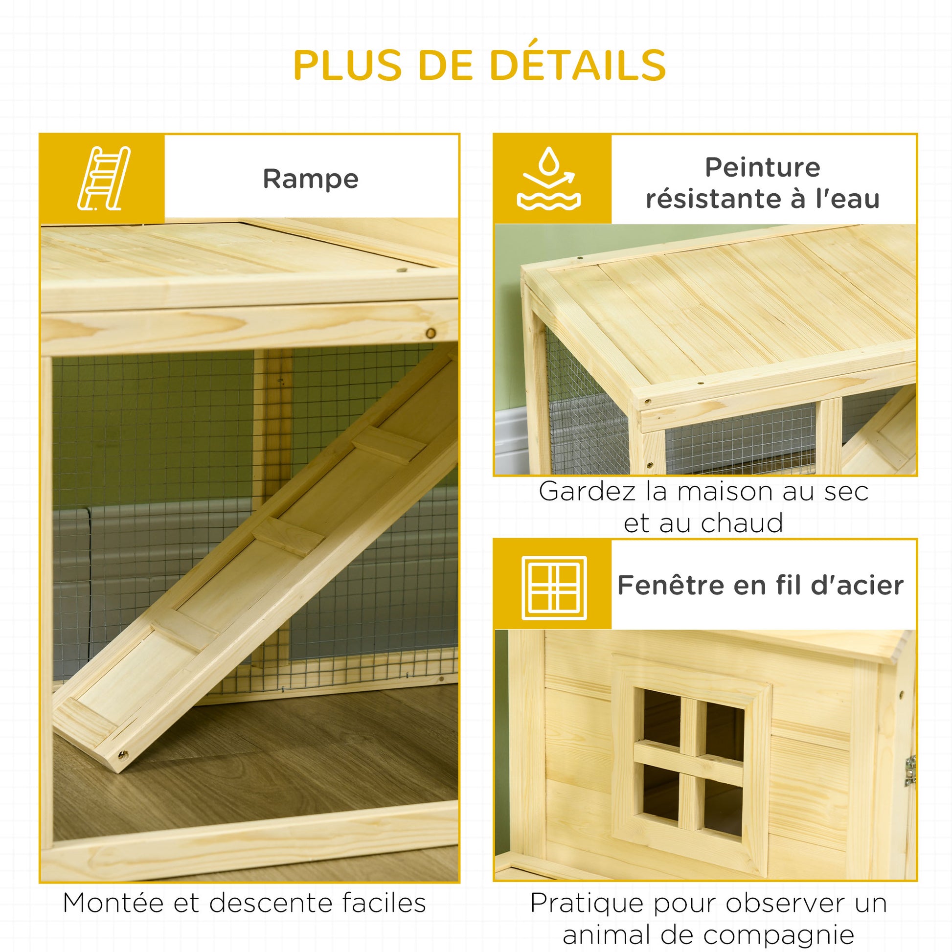 Wooden Rabbit Hutch Enclosure Pet Villa 2 Levels with Running Area Ramp and Lockable Doors 151.5 x 106 x 97 cm