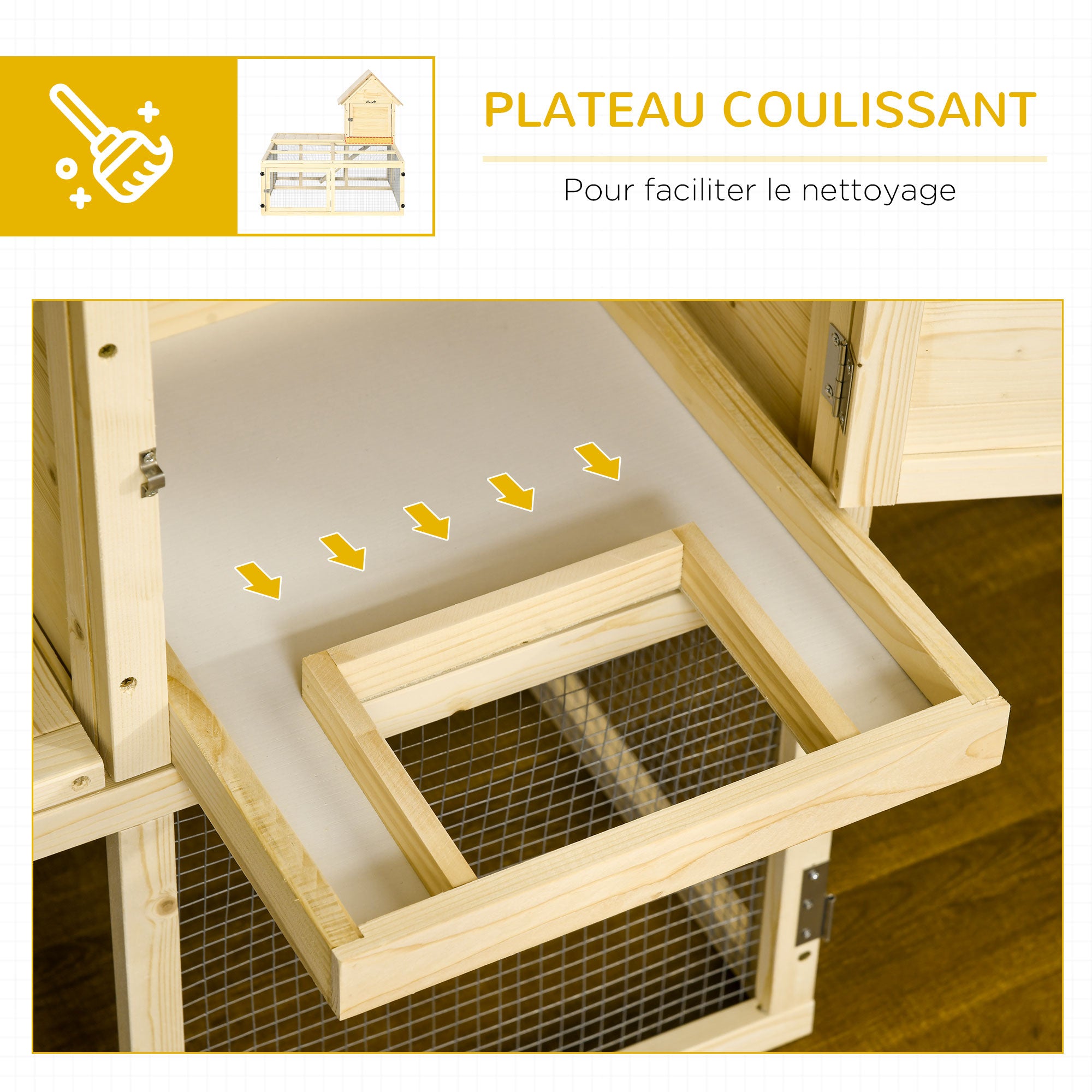 Wooden Rabbit Hutch Enclosure Pet Villa 2 Levels with Running Area Ramp and Lockable Doors 151.5 x 106 x 97 cm