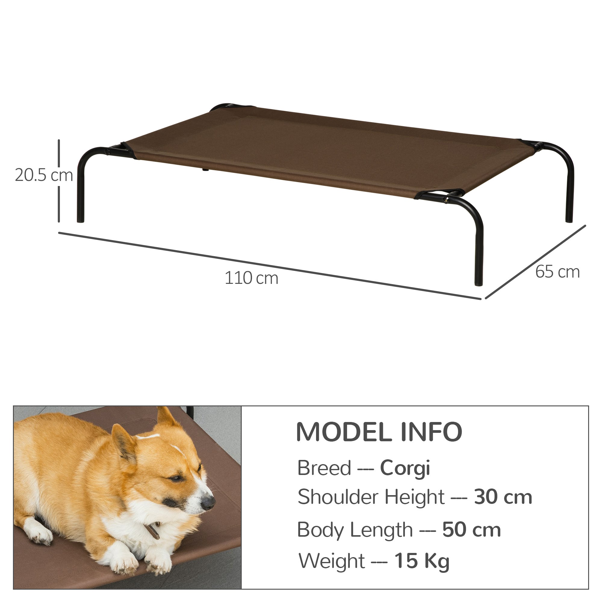 Dog Bed Outdoor Dog Lounger Cat Bed Pet Bed Sleeping Place with Replacement Cover 110 x 68 x 20 cm