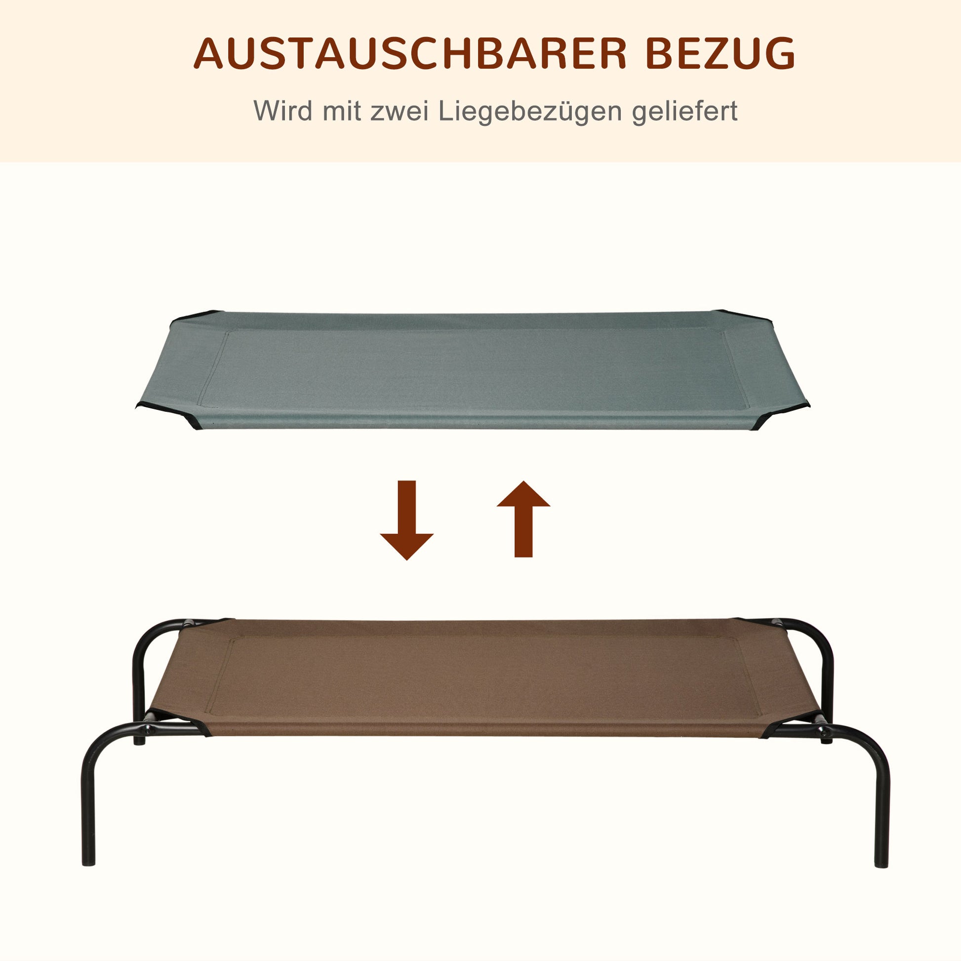 Dog Bed Outdoor Dog Lounger Cat Bed Pet Bed Sleeping Place with Replacement Cover 110 x 68 x 20 cm