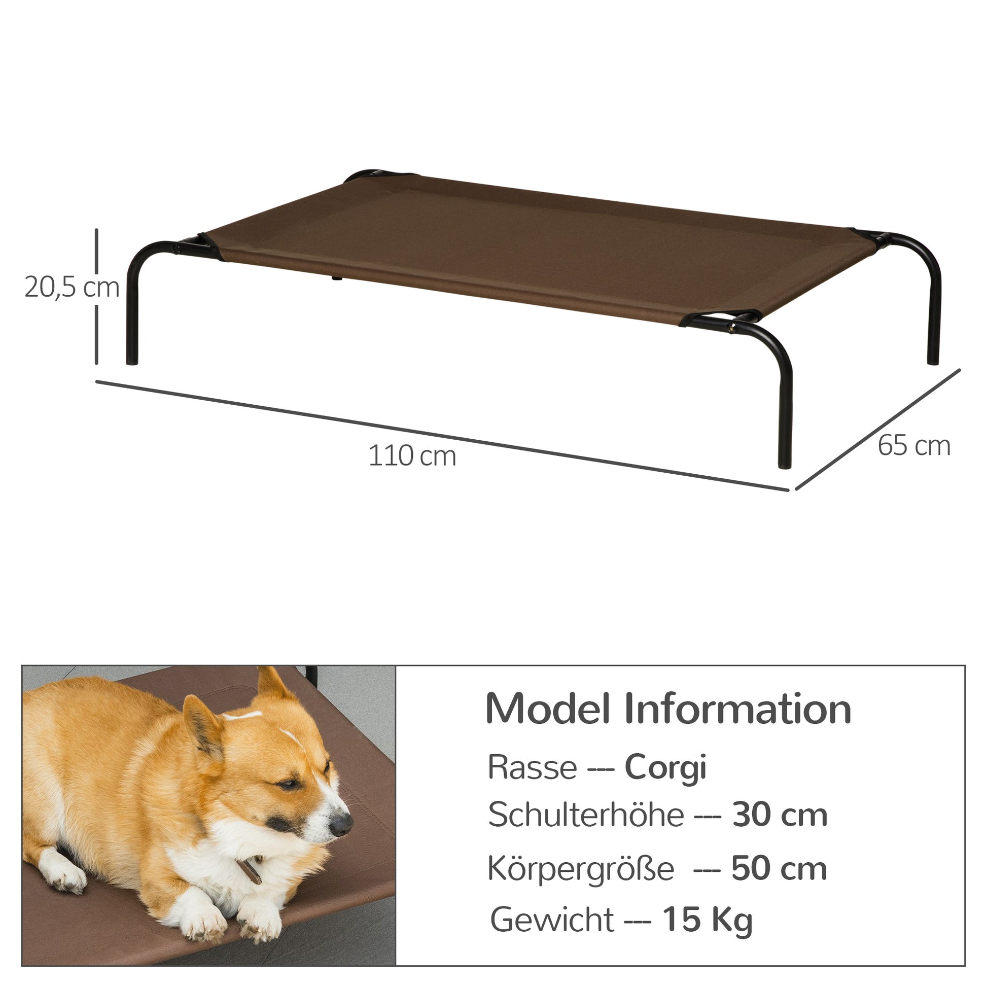Dog Bed Outdoor Dog Lounger Cat Bed Pet Bed Sleeping Place with Replacement Cover 110 x 68 x 20 cm