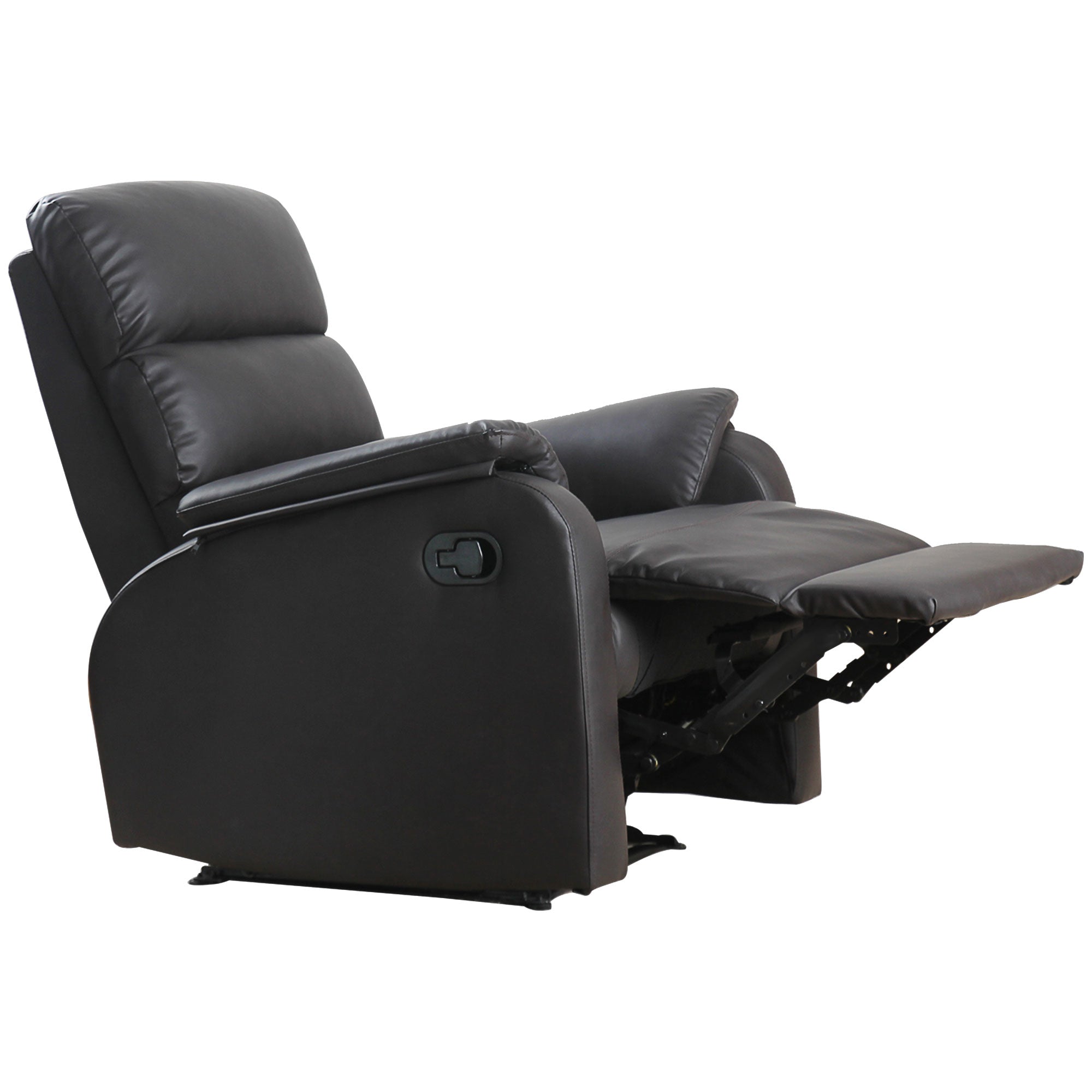 Manual Reclining Relax Armchair Upholstered in PU with Retractable Footrest Extra Padded Seat and Backrest for Living Room Office Bedroom 75x92x99 cm Brown