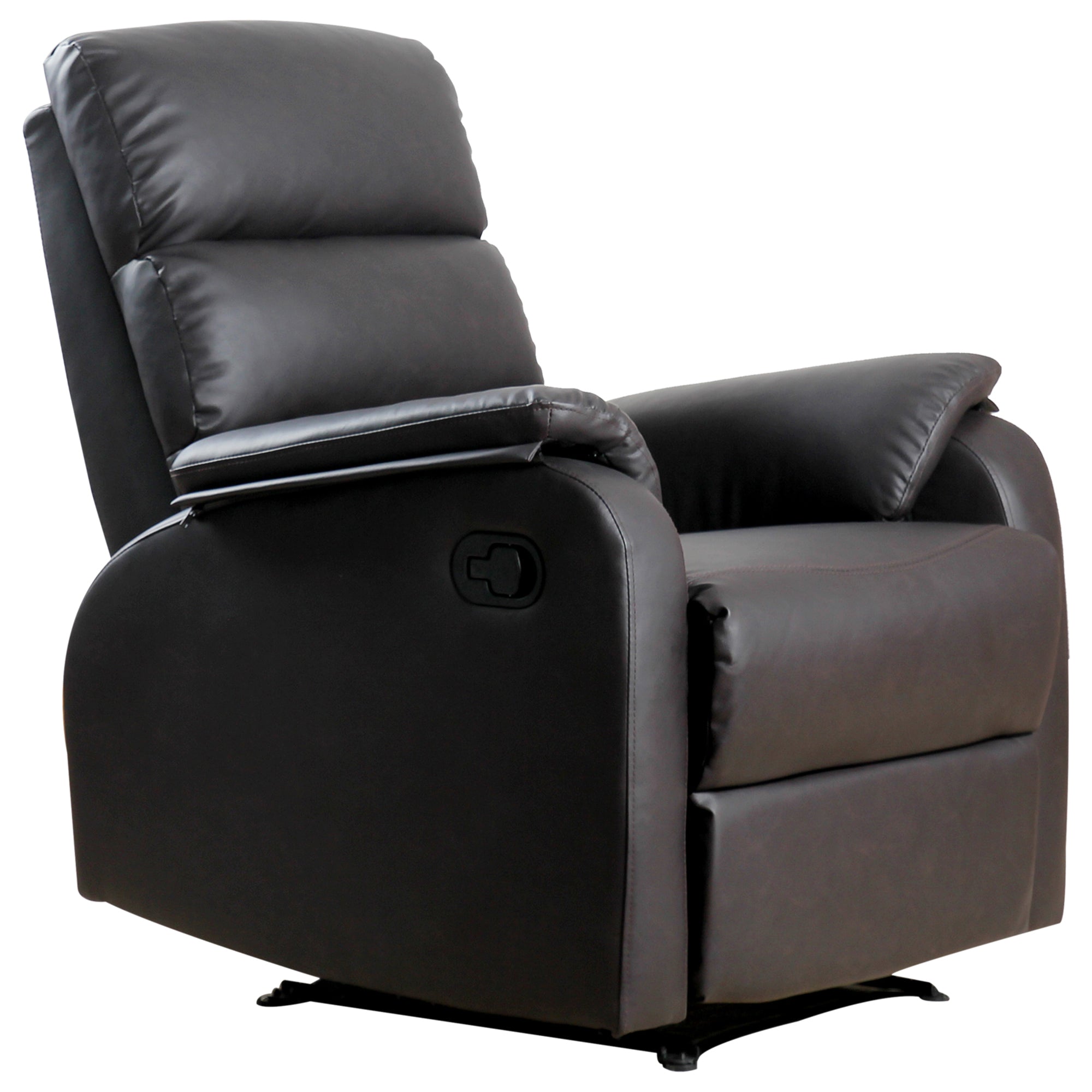 Manual Reclining Relax Armchair Upholstered in PU with Retractable Footrest Extra Padded Seat and Backrest for Living Room Office Bedroom 75x92x99 cm Brown