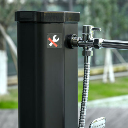 Outdoor Solar Shower 35 L Garden Shower with 2 Showerheads Hot and Cold Water 0-55°C for Pool Patio Beach 17.5x14.5x216 cm Black