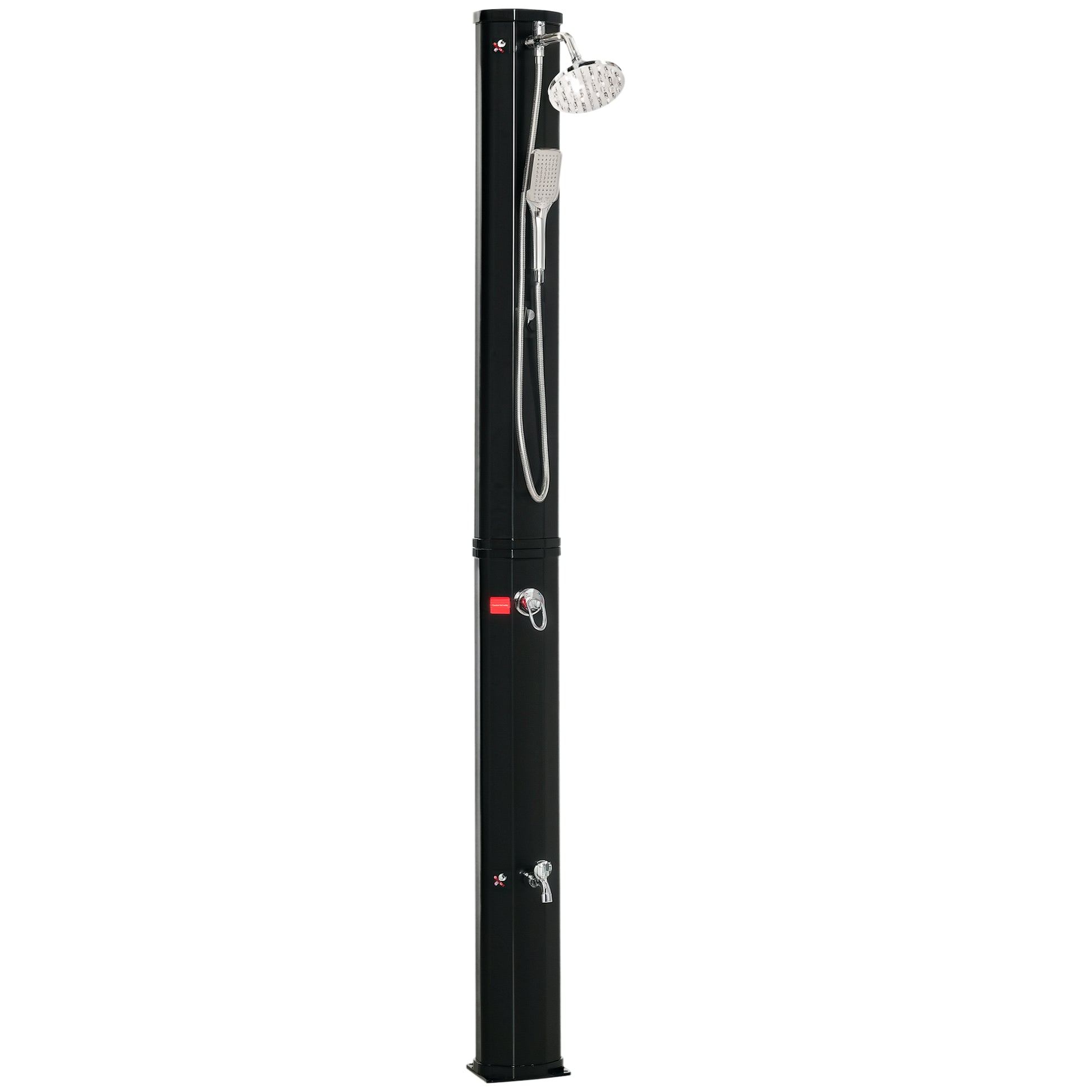 Outdoor Solar Shower 35 L Garden Shower with 2 Showerheads Hot and Cold Water 0-55°C for Pool Patio Beach 17.5x14.5x216 cm Black