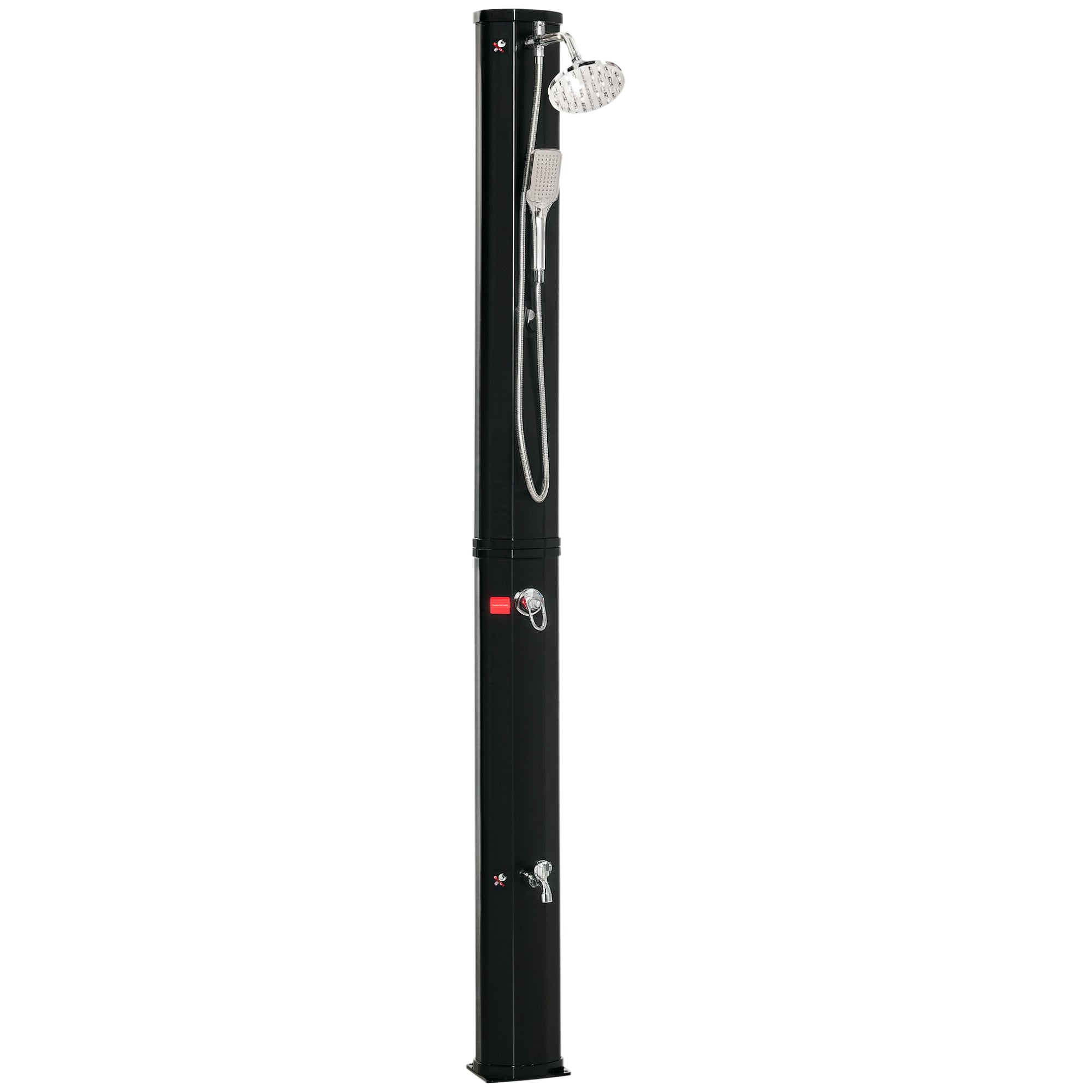 Outdoor Solar Shower 35 L Garden Shower with 2 Showerheads Hot and Cold Water 0-55°C for Pool Patio Beach 17.5x14.5x216 cm Black