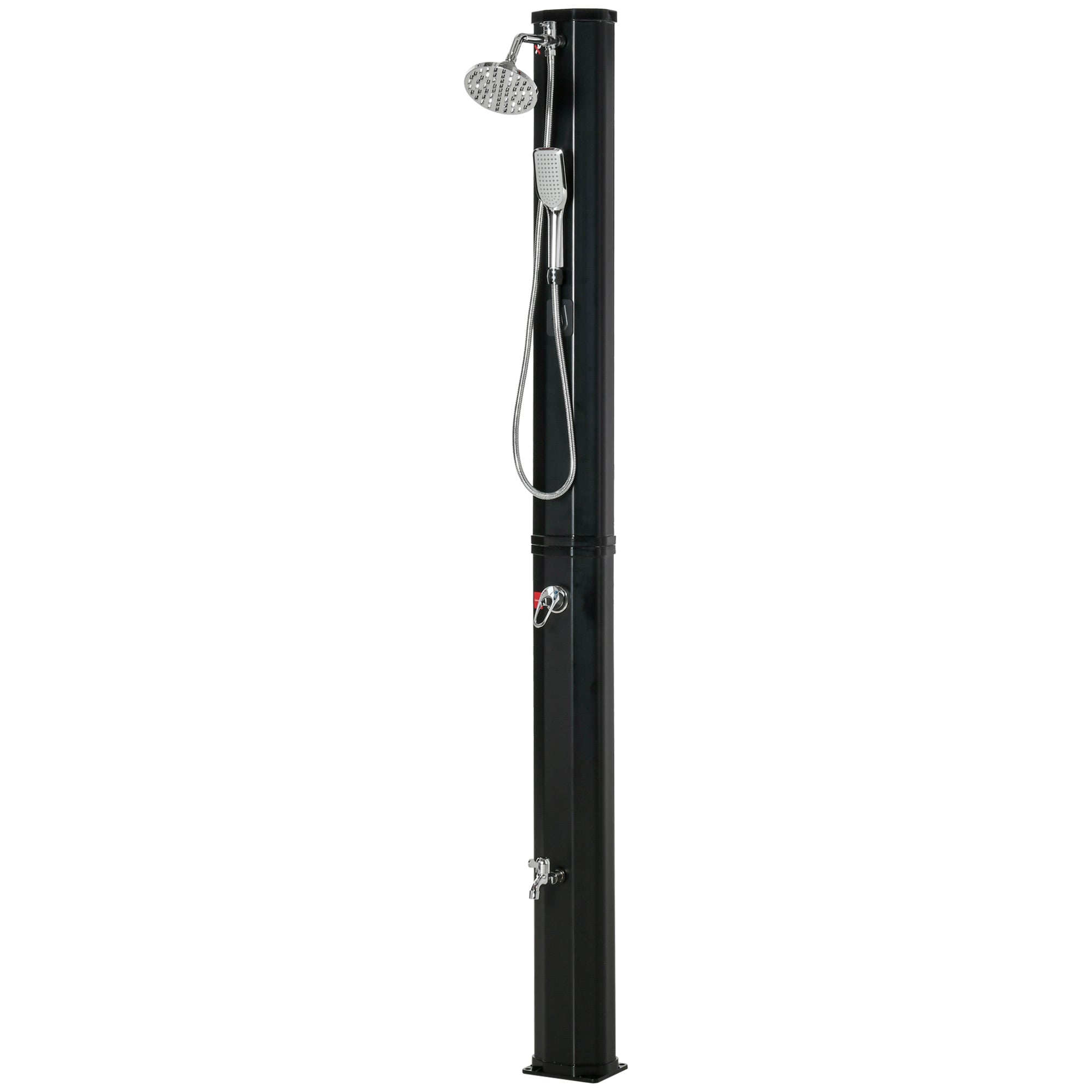 Outdoor Solar Shower 35 L Garden Shower with 2 Showerheads Hot and Cold Water 0-55°C for Pool Patio Beach 17.5x14.5x216 cm Black