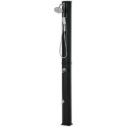 Outdoor Solar Shower 35 L Garden Shower with 2 Showerheads Hot and Cold Water 0-55°C for Pool Patio Beach 17.5x14.5x216 cm Black