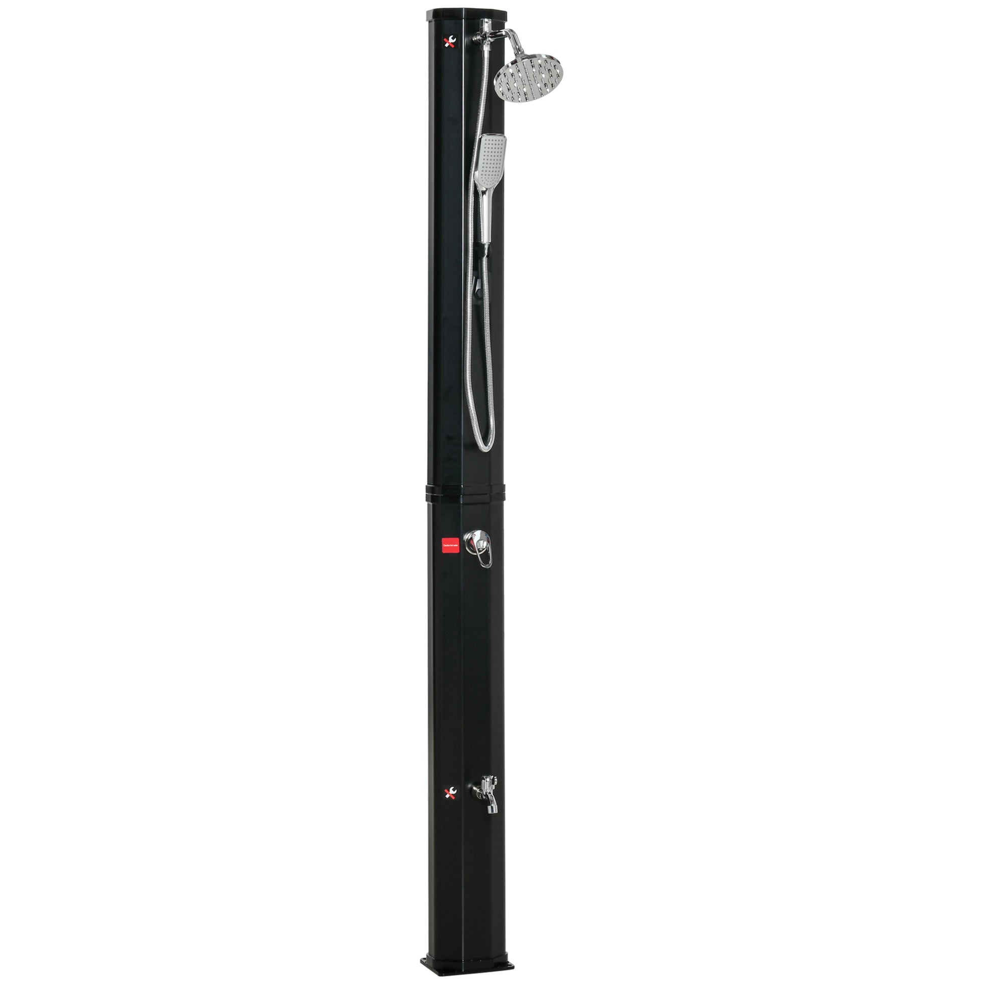 Outdoor Solar Shower 35 L Garden Shower with 2 Showerheads Hot and Cold Water 0-55°C for Pool Patio Beach 17.5x14.5x216 cm Black