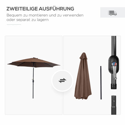 Cantilever Umbrella Garden Umbrella Market Umbrella with Hand Crank Steel 180 g/m² Polyester Brown Ø2.95 x 2.5 m