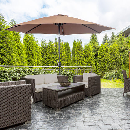 Cantilever Umbrella Garden Umbrella Market Umbrella with Hand Crank Steel 180 g/m² Polyester Brown Ø2.95 x 2.5 m