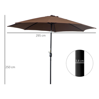 Cantilever Umbrella Garden Umbrella Market Umbrella with Hand Crank Steel 180 g/m² Polyester Brown Ø2.95 x 2.5 m