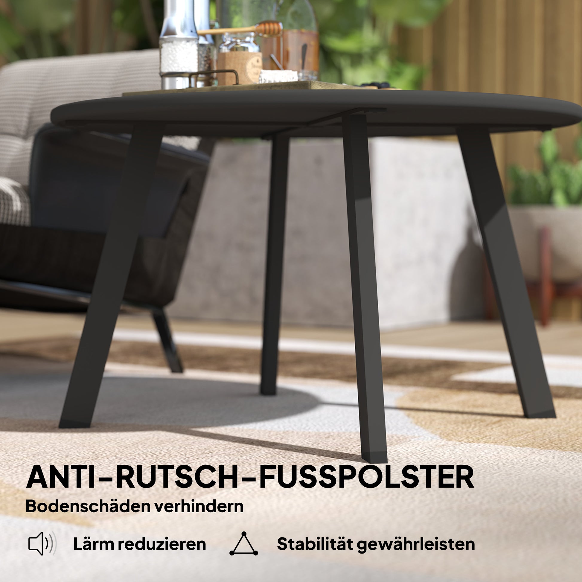 Side Table Balcony Table Made of Metal Round Coffee Table Weatherproof Garden Table Easy to Care for Coffee Table Outdoor Table for Balcony Garden Terrace Porch Living Room Ø70 x 42H cm Black