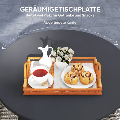 Side Table Balcony Table Made of Metal Round Coffee Table Weatherproof Garden Table Easy to Care for Coffee Table Outdoor Table for Balcony Garden Terrace Porch Living Room Ø70 x 42H cm Black