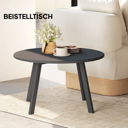 Side Table Balcony Table Made of Metal Round Coffee Table Weatherproof Garden Table Easy to Care for Coffee Table Outdoor Table for Balcony Garden Terrace Porch Living Room Ø70 x 42H cm Black