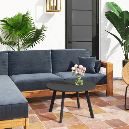 Side Table Balcony Table Made of Metal Round Coffee Table Weatherproof Garden Table Easy to Care for Coffee Table Outdoor Table for Balcony Garden Terrace Porch Living Room Ø70 x 42H cm Black