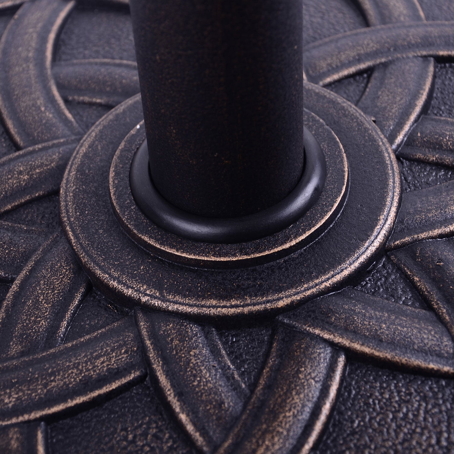 Garden Umbrella Base Net Weight 19 kg Parasol Stand Suitable for 38mm/48mm Mast Resin for Outdoor Terrace Patio Ø54.5x34 cm Bronze